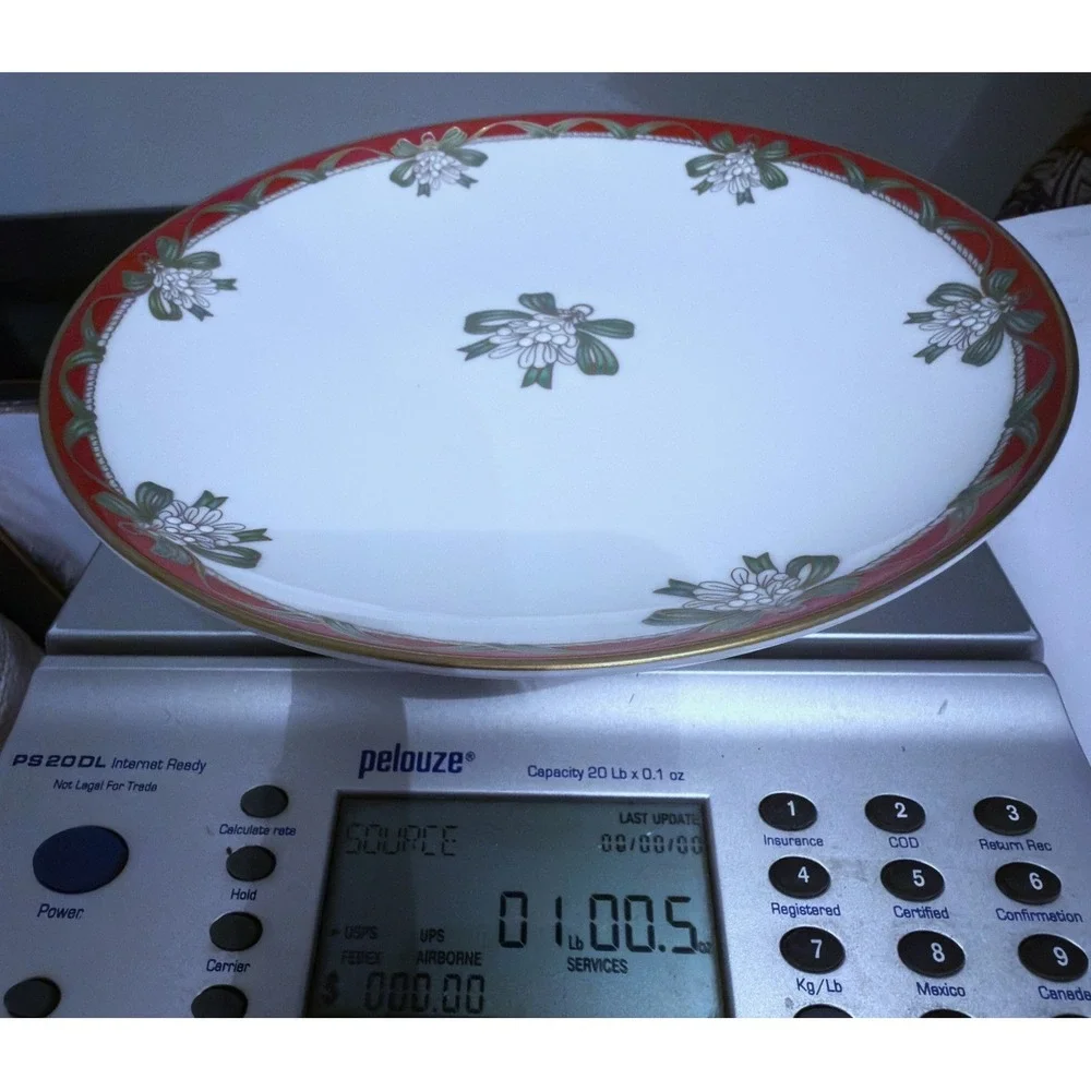 Waterford Low Compote Dessert Riser Stand Holiday Ribbons Fine China NOS 8.25
